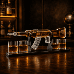 AK-47 Gewehr-Whisky-Dekanter Set mit 4 Gläsern