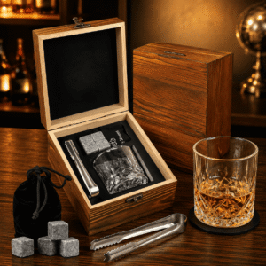 Klassisches Kristall-Whiskyglas 1er-Set mit Granit-Steinen