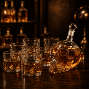 Totenkopf Whisky-Dekanter Set mit 6 Gläsern