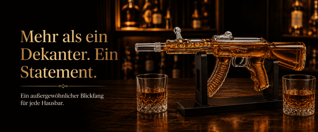 Mehr als ein Dekanter. Ein Statement – Ein aussergewoehnlicher Blickfang in Gewehr-Form fuer jede exklusive Hausbar